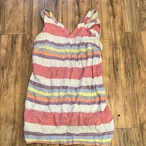 Striped Sleeveless Summer Dress in Coral, White & Pastels